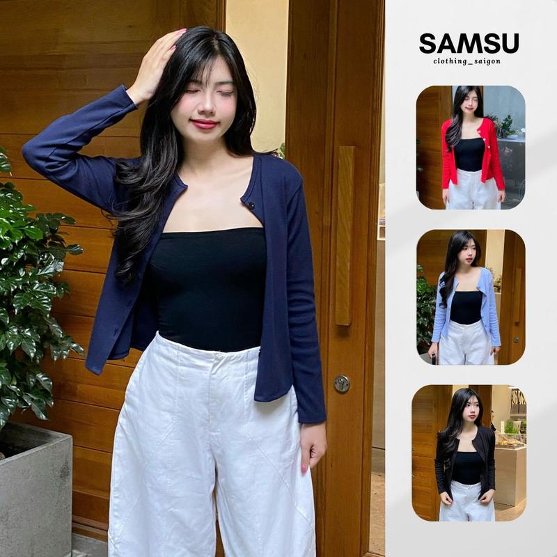 [MÀU MỚI] Áo Khoác Cardigan Trơn Nhiều Màu Peonyb Mùa Thu Đông Kiểu Dáng Bánh Bèo Tiểu Thư Hotgirl Đẹp Samsu.clothing_saigon Women Top Kem Kem
