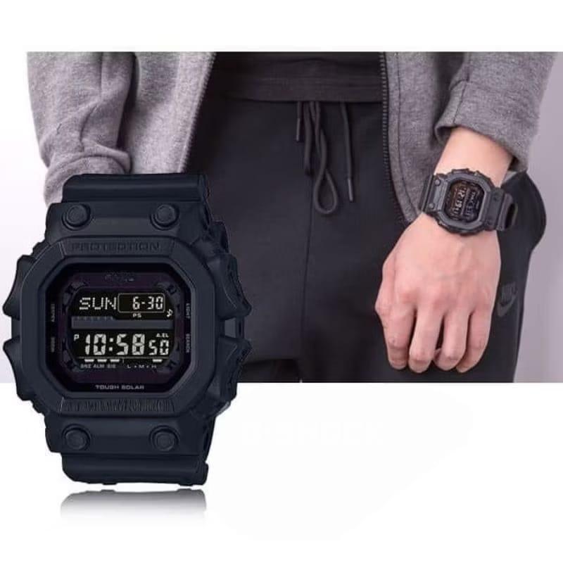 Jam Tangan Pria Kingkong Full Black Segi Digital Hitam Kaca Rubber Stopwatch 0