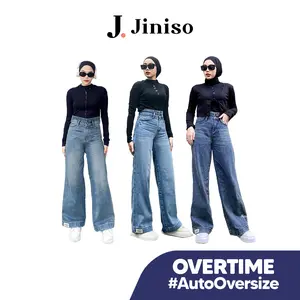 OVERTIME - JINISO Ultra Baggy Celana Jeans Wanita Highwaist