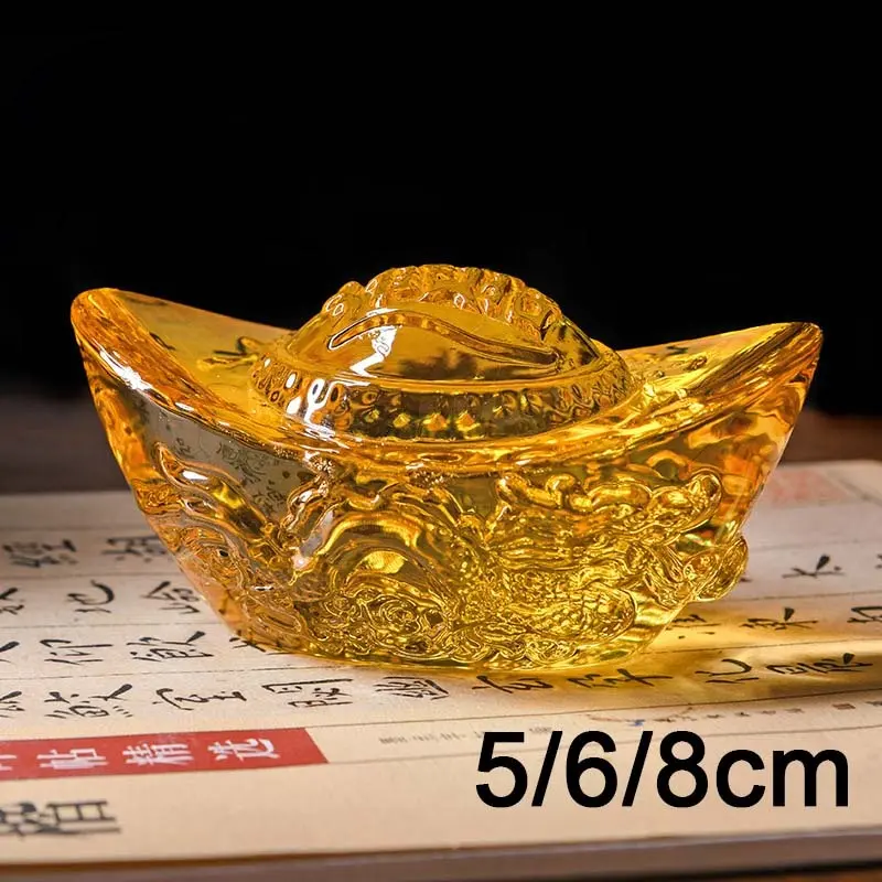 Yen Pao Kristal Yuan Bao Decorations Home Ornament Feng Shui Yen Bao Yellow Crystal Yuan Bao