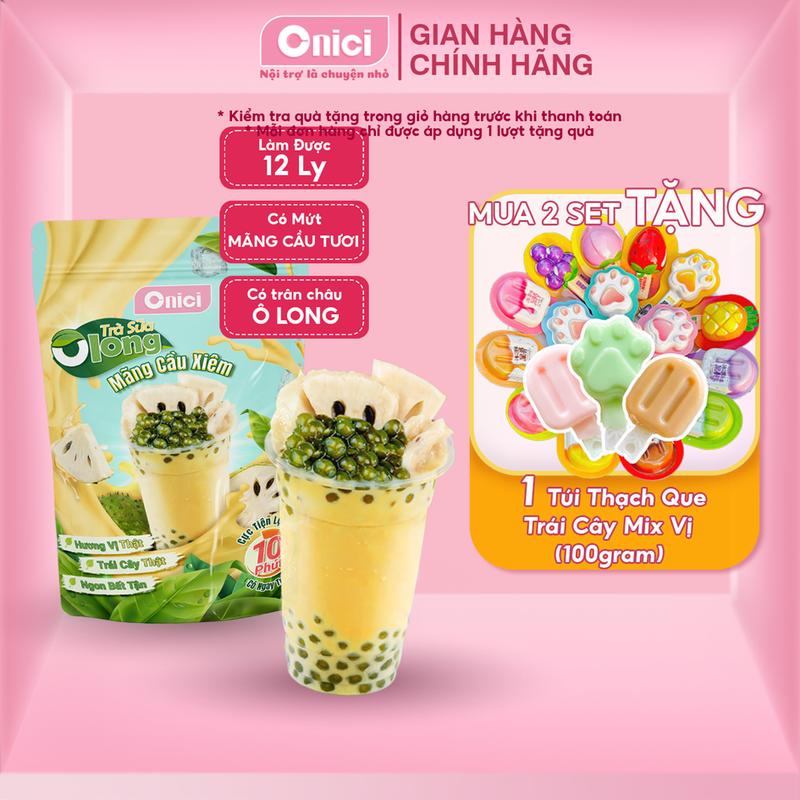 Set Trà Sữa Olong Mãng Cầu Xiêm nấu được 12 ly Bếp Của Mẹ ONICI set nguyên liệu trà sữa Olong - kèm Công Thức nấu tiện lợi