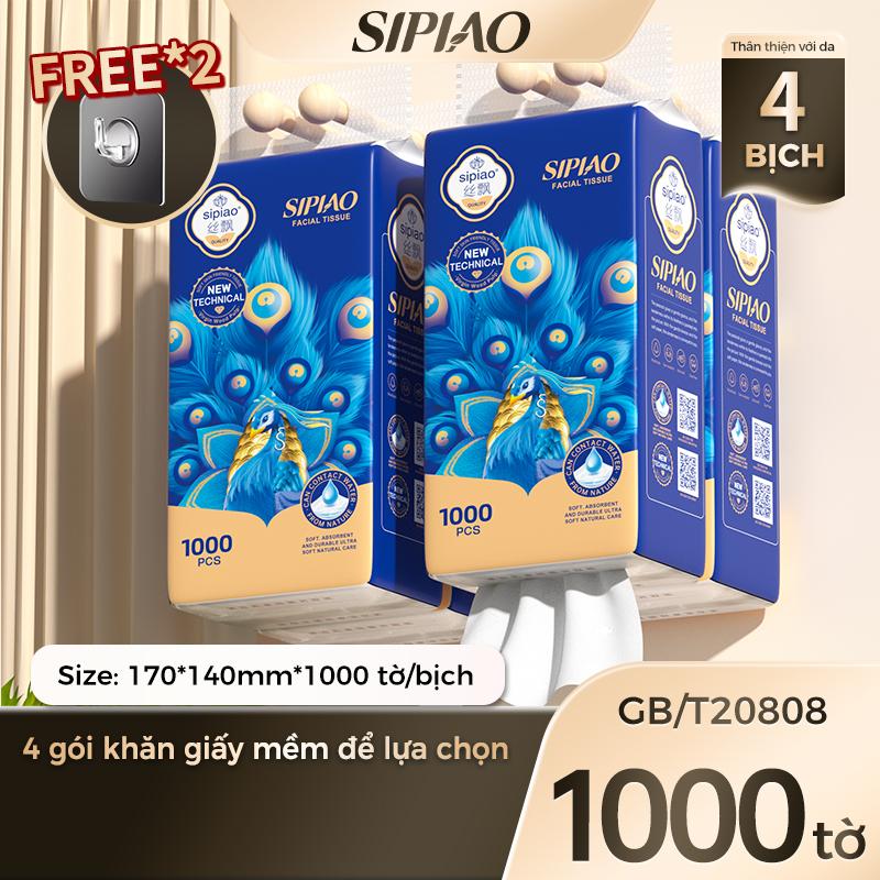   4 Gói Khăn giấy mặt treo SiPiao siêu mềm và mạnh 1558-4 VN 1000 tờ 170 * 140mm-1732146483310069314 