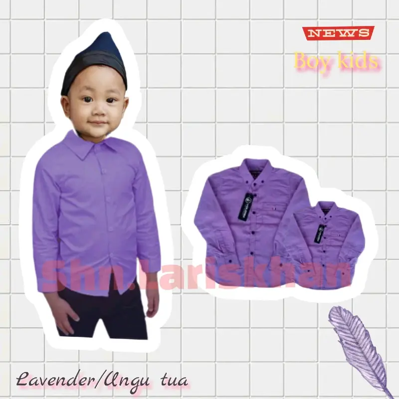 kemeja anak polos lengan panjang warna lavender ungu tua Baju 0