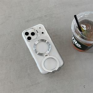 EasoncaseブランドダブルスタンドiPhoneケース カメラ180回転スタンド/回転可能背面スタンド マグネット充電 黄ばみにくいiphone17/16/15/14対応ハードソフトケース