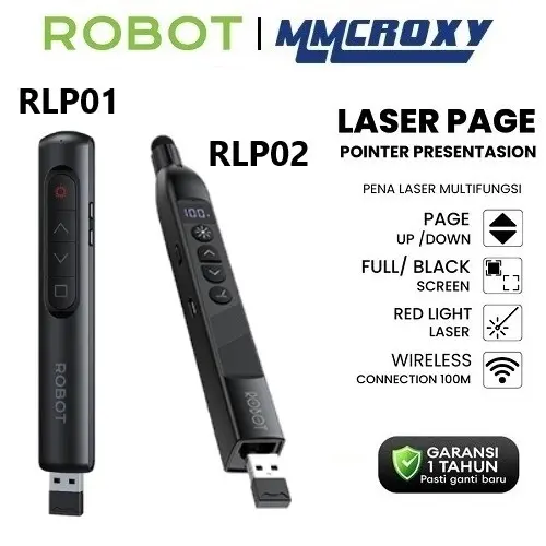 Robot RLP01 / RLP02 Laser Page Turning Pen Pointer Presentasion Multifungsi Remote Laser Presentasi