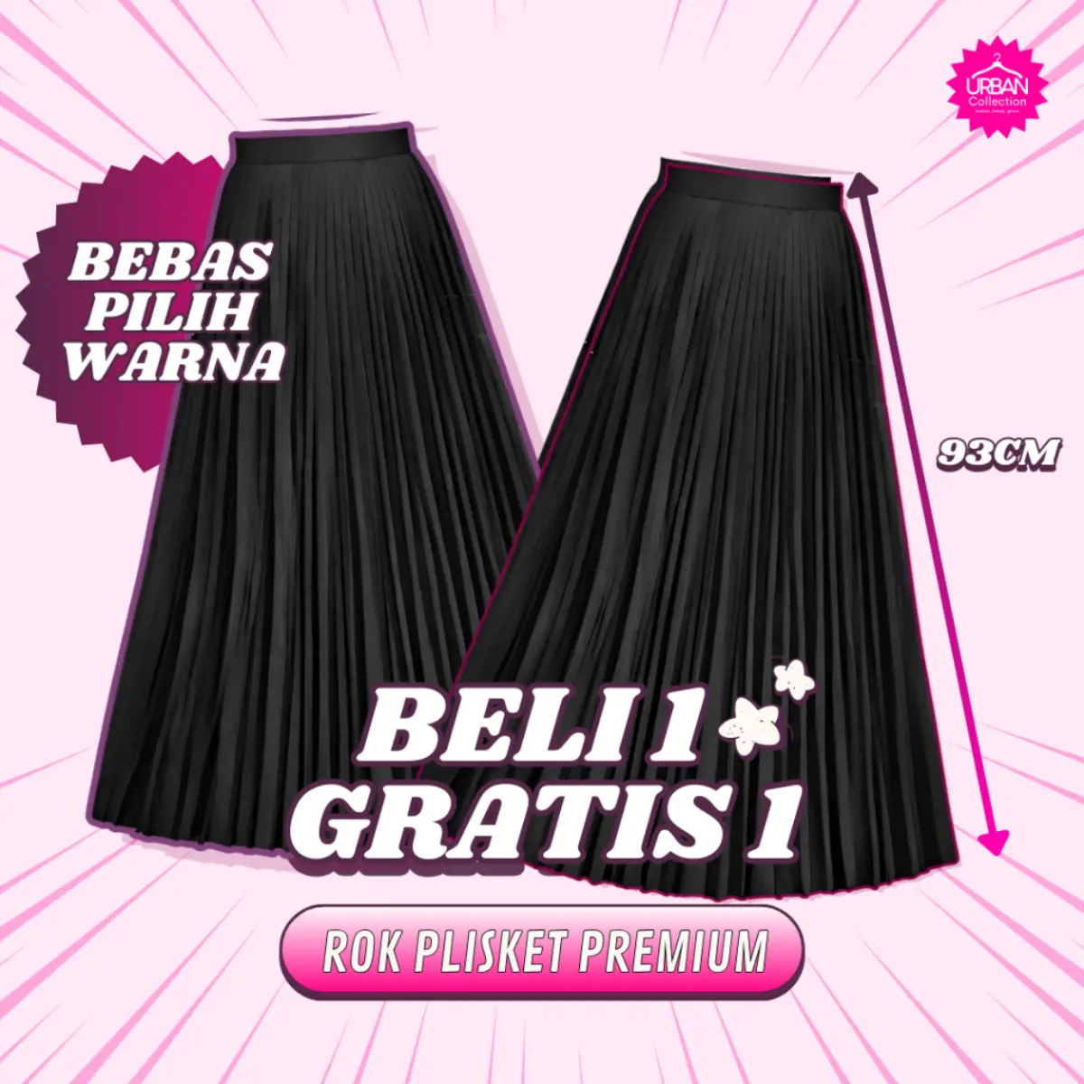 [ BELI 1 GRATIS 1 ] URBAN COLLECTION ROK PLISKET PREMIUM PANJANG ROK WANITA