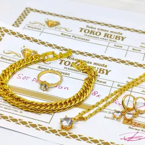 [SET LENGKAP] Set Perhiasan Lengkap Mata Satu Perhiasan Emas Muda Asli Anti Luntur