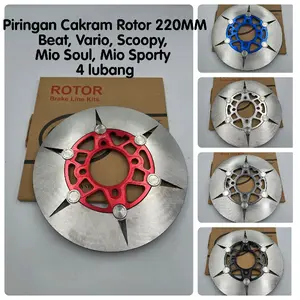 Piringan Cakram 220MM Rotor Model Bintang 6 Monel Buat Motor Beat , Vario, Scoopy, Mio Soul, Mio Sporty, Mio Smile 4 Lubang Baut Tanpa Breket Motorcycle