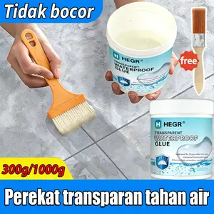 HEGR Perekat Sealant Anti Air 1Kg Super Transparan/Perbaiki Retakan Atap/Bubong/Dinding & Ubin/Berbagai celah/Cat Anti Bocoran Tanpa Kebocoran Total