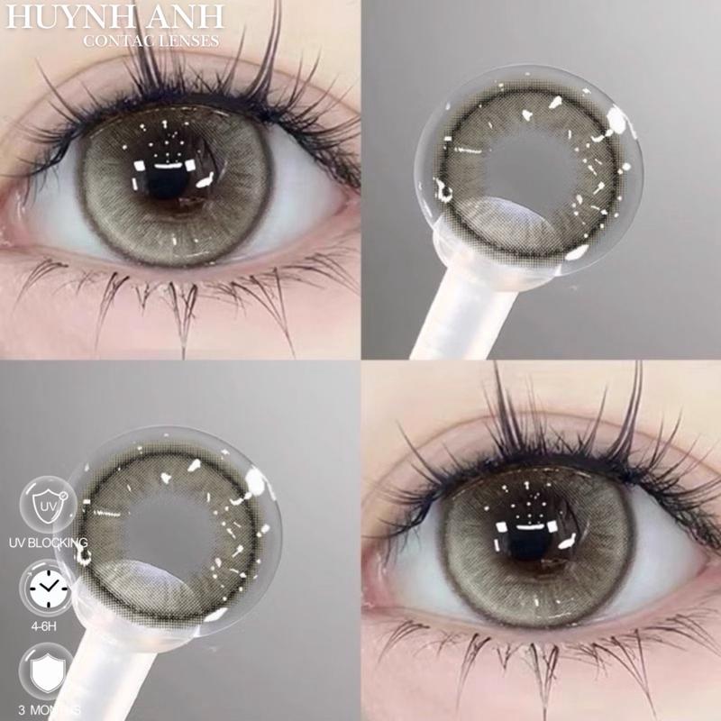 Lens Mắt Kính Áp Tròng nâu tây nhẹ vân tia queen brown Dia 14.2mm Gdia 14.0mm Giá 1 Đôi + Kèm Khay Dụng Cụ