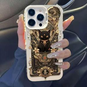 แมวทองสำหรับ AiPhone16promaxกรณีโทรศัพท์มือถือ iPhone15ความคิดสร้างสรรค์14 ใหม่ 13 พรีเมี่ยมสีเงิน 12/11 ป้องกันการตก XSMax ชายและหญิง 8Plus ความเรียบง่าย xs / xr กรณีป้องกัน