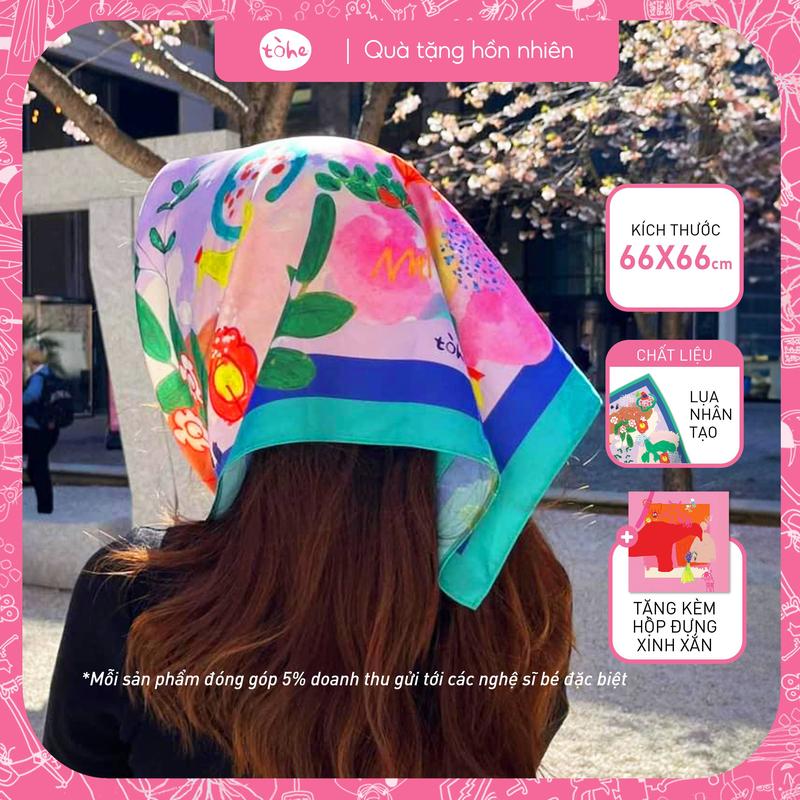  Khăn Bandana lụa họa tiết nhiều phong cách  66x66cm  Khăn buộc đầu khăn quàng cổ nữ đội đầu 