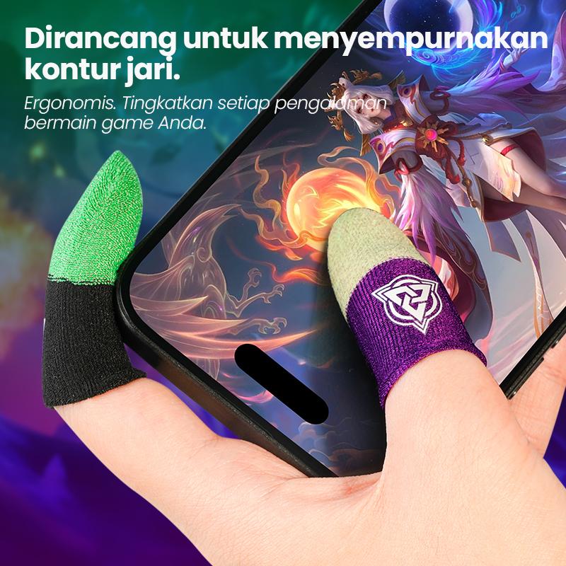 ‌BlueWow V4 Ice SilkFinger Sleeve/Pro Lengan Jari- Putih Sarung Jari Gaming Generasi Baru - Material Ice Silk/Shark Gaming-Material Nanofiber Premium | High Sensitivity & No Miss Touch | Anti-Sweat + Screen Safe untuk Garena/PUBG/MLBB