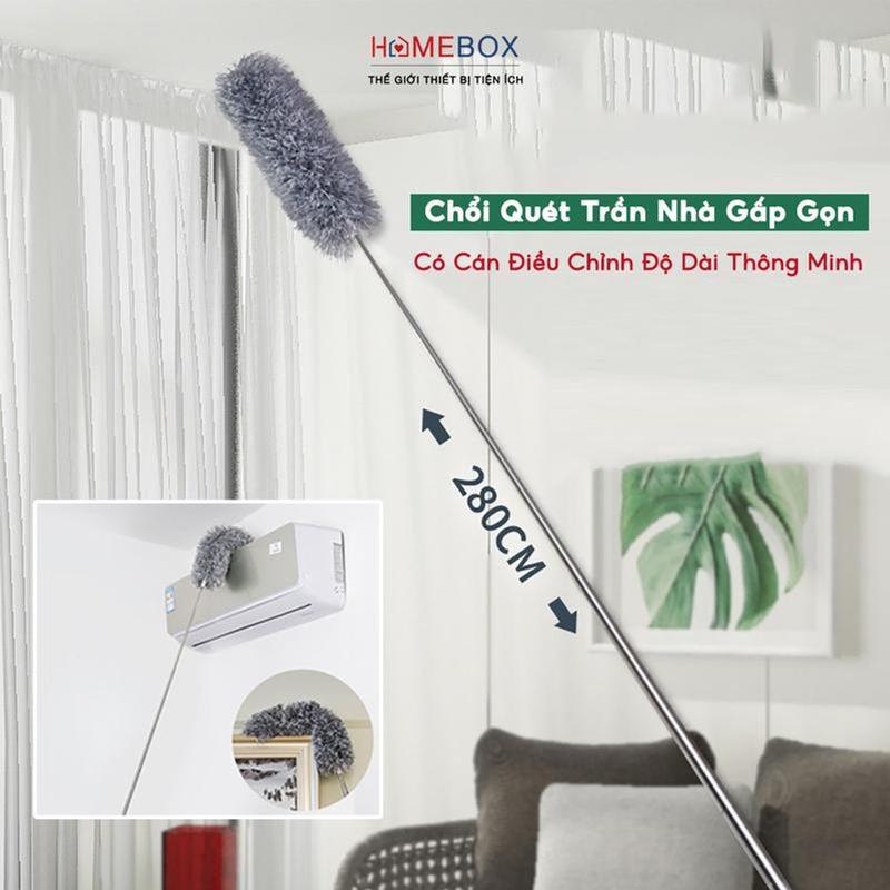 Chổi Quét Trần Nhà Có Cán Điều Chỉnh Độ Dài Tới 2,8m Cây Phất Trần Quét Mạng…