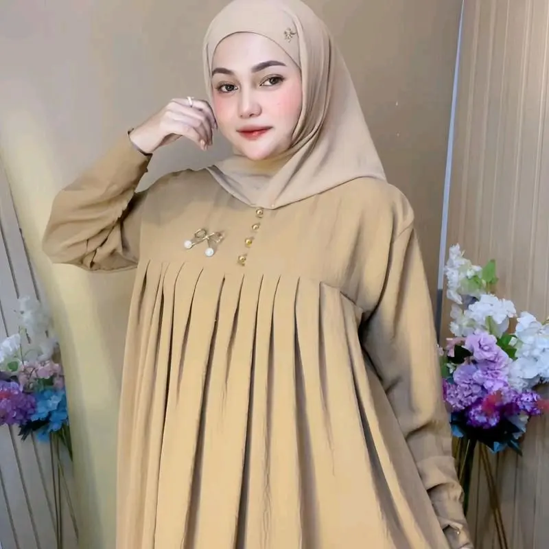Salsa Dress Premium Gamis wanita  Muslim  Mewah  Kain  Crinkle airflow Dress premium Cantik  Kancing  Ibu  busui frendly Simple 0