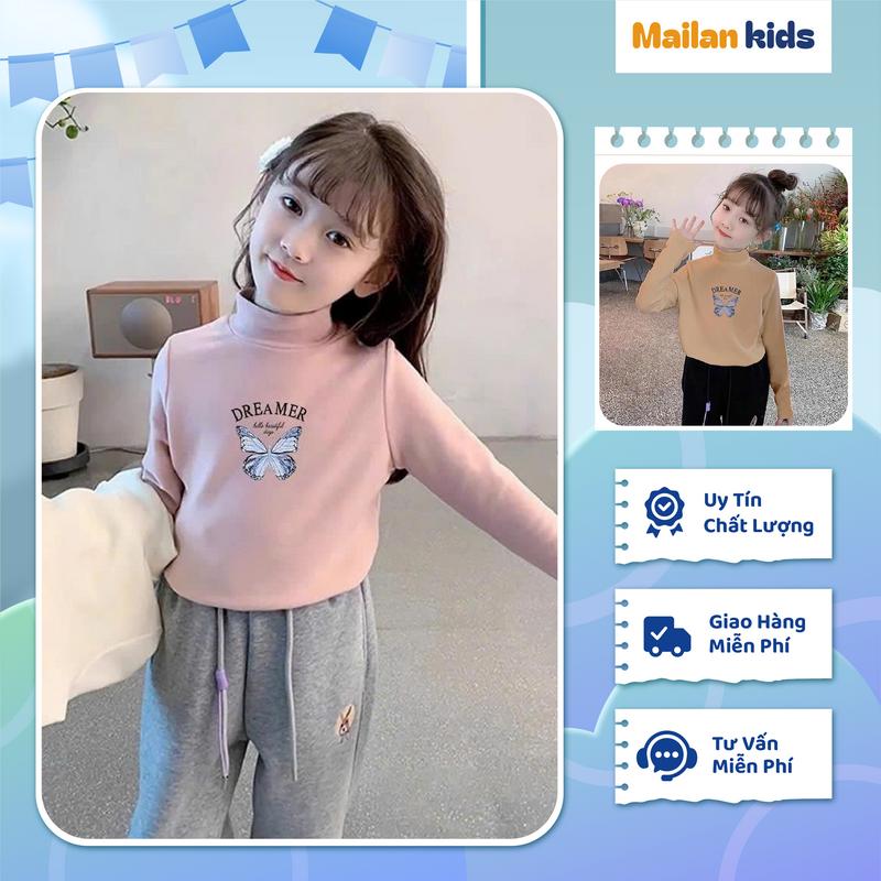 Áo Giữ Nhiệt Nỉ Nhung Bé Gái 16-46kg Hoodie Trẻ Em Co Giãn Mềm Mịn Phong Cách Sành Điệu Hàn Quốc [ Mailankids ]