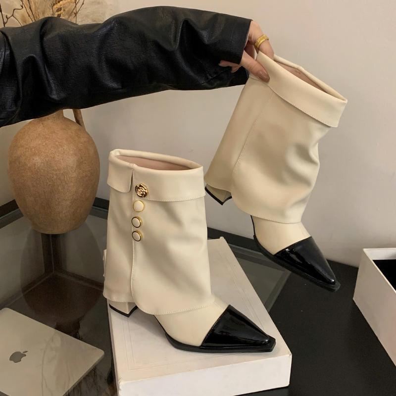   Mở bán sớm  Bốt nữ cổ lửng hàng siêu cấp mũi nhọn phối khuy Hoa Trà sang chảnh chuẩn hotgirl 