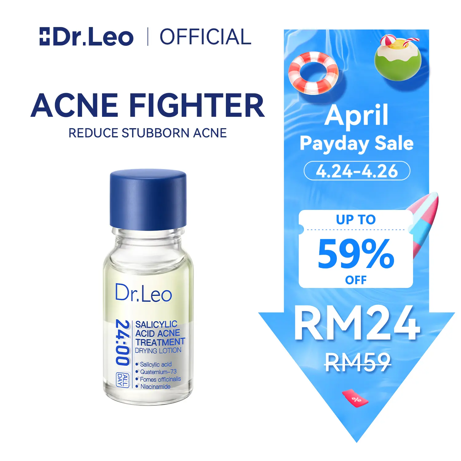 Dr. Leo Acne Serum 10ml Salicylic Acid Drying Lotion Anti-Acne Essence for Face Acne Treatment Viral Skincare Kulit Wajah COD