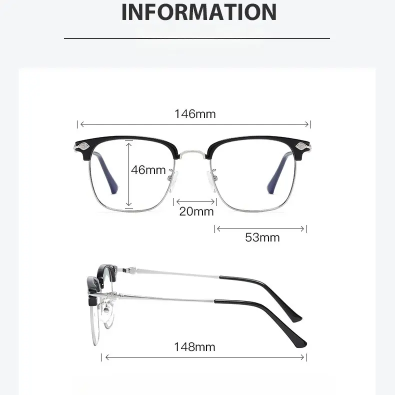 （Bisa COD）Kacamata Baca Anti Radiasi Lensa Plus Lensa Baca dan Jalan Lensa Double lensa Bifocal Frame Modis Unisex Pria Wanita Cewek Cowok bifokal 605 8