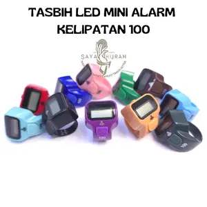 Cincin Zikir Tasbih LED MINI ALARM Bunyi Setiap Kelipatan 100 + Box Akrilik Muslim Digital