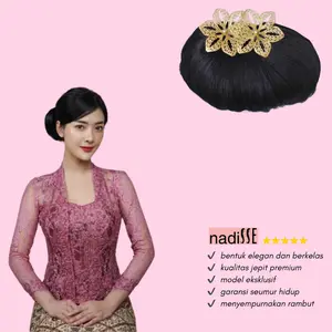 nadiSSE Sanggul Rambut Modern Putri Jawa/ Cepol Rambut Praktis ala Kayangan/ Sanggul Sirkam Instan/ Hair Bun Hitam Anak