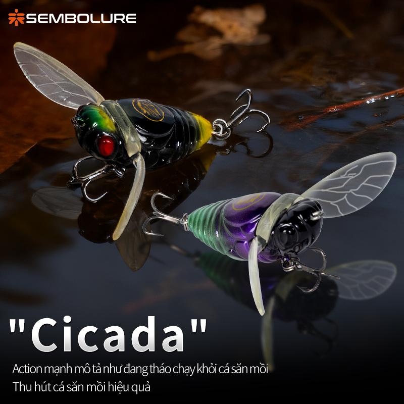 SEMBOLURE Mồi Cicada nổi trên mặt nước mồi lure câu lóc chẽm nheo mồi có cánh tạo action mạnh thu hút cá săn mồi mồi ve sầu câu cá fishing