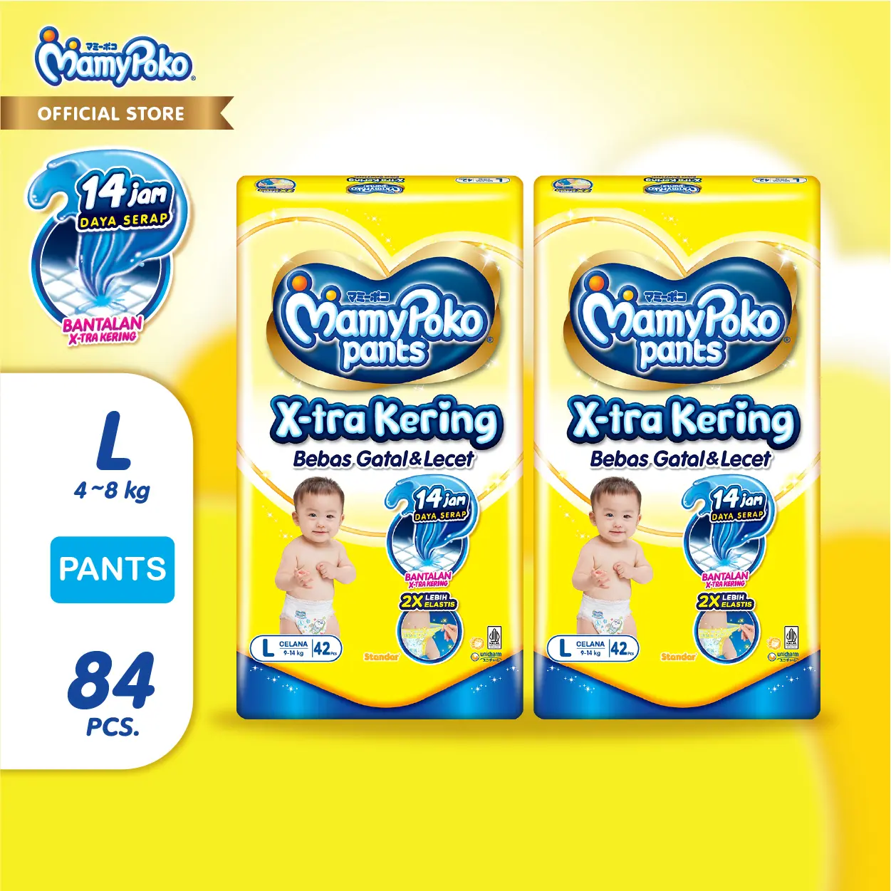 MamyPoko Pants X-tra Kering - L 42 - Popok Celana - 2 Pack