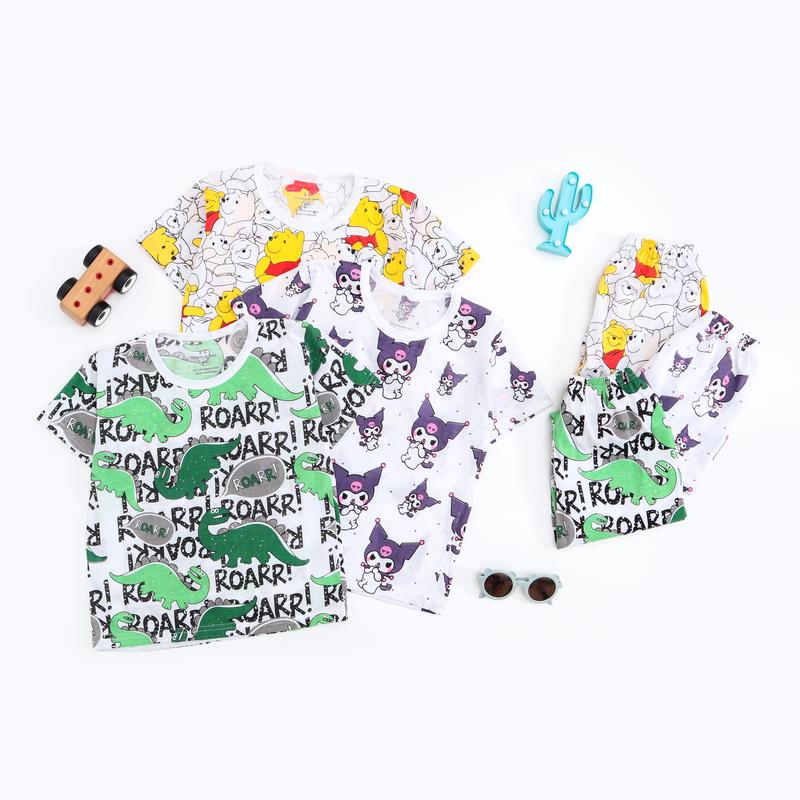 Peachbello Setelan Kaos Anak Lengan Pendek Usia 1-6th Laki-Laki Katun Bayi dan Anak Perempuan kuromi 5