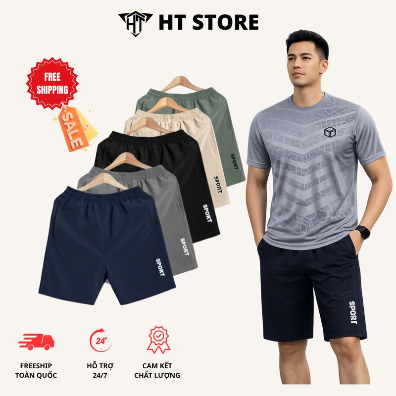 ( SIÊU RẺ) Combo 5 Quần, Combo  4 và 3 Quần Short Nam Thể Thao In Logo Chất Liệu Co Giãn Thoải Mái Có Túi Khóa Rộng Size M-3XL