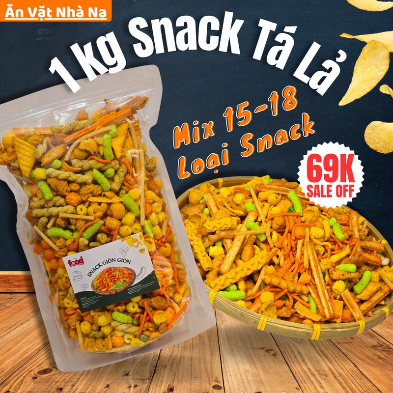 1kg Snack Tá Lả (Miễn Phí Vận Chuyển) Mix 13 Đến 16 Loại Bim Bim Quẩy - Bim Bim Ăn Vặt Nhà Na