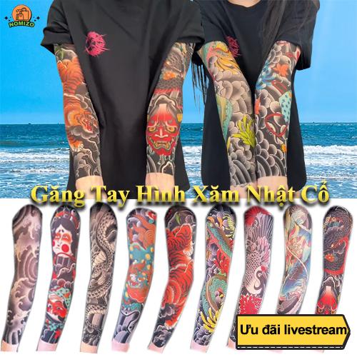 1 chiếc Găng Tay Hình Xăm Nhật Cổ Phong Cách Cho Giới Trẻ Thiết Kế 3D Mỏng Co Dãn Unisex Tay áo chống nắng livestream