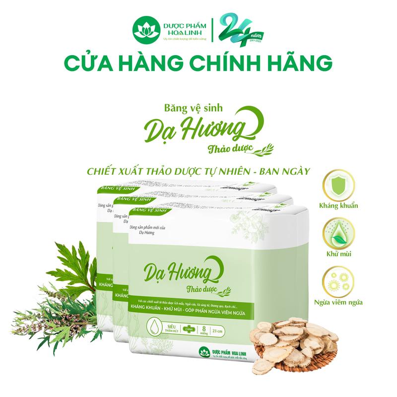 Combo 5 gói băng vệ sinh thảo dược Dạ Hương ban ngày 23cm có cánh gói 8 miếng