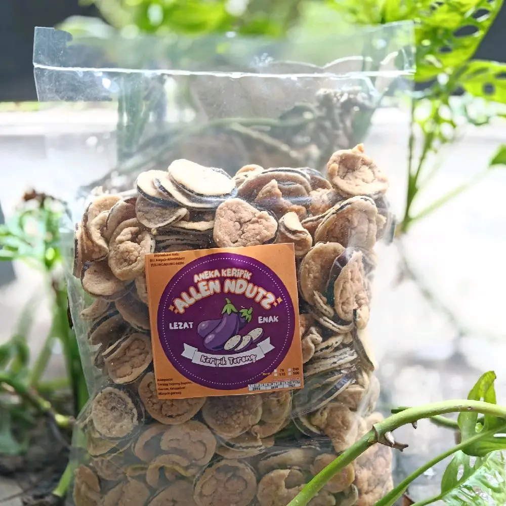 Keripik Terong Cap Allen Ndutz Goreng Kering Snack Makanan, Singkong, Food