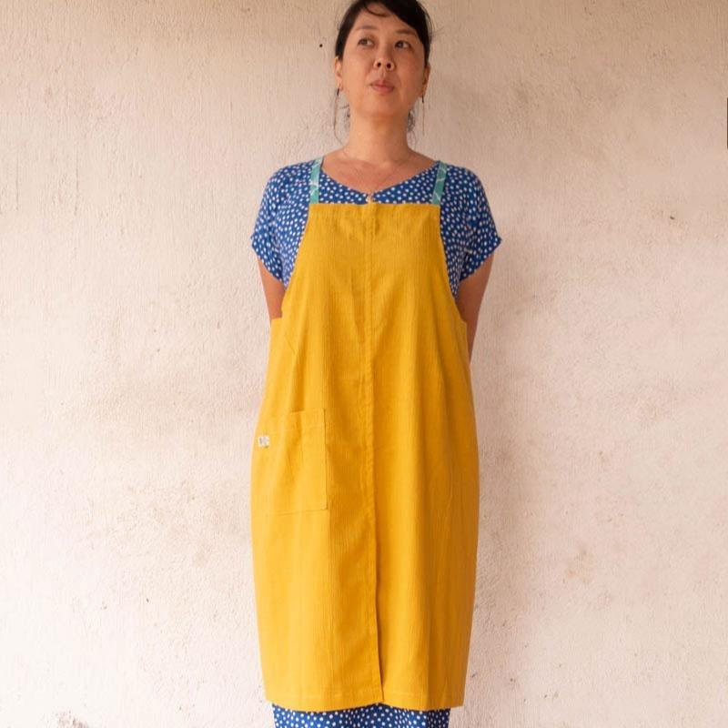 Linen apron masak (Mustard)