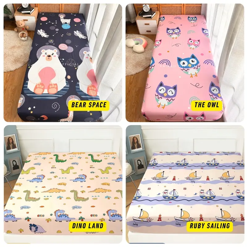 Sprei Waterproof Motif Anti Geser Motif Ukuran 90 100 120 140 160 180 200 Bisa Custom Bantal Guling 3