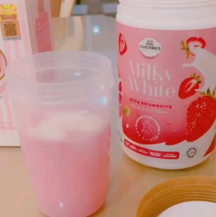 Milkywhite size mini, perbotol isi 18 saset, 2x lebih cepat memutihkan kulit secara menyeluruh. 2