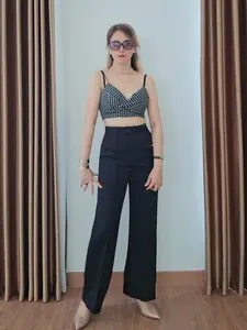 [FnM_Style] Ms Pants 03CP | Celana Cutbray Korea Style Wanita Berkelas Keren Premium Hitam Kancing Kantong