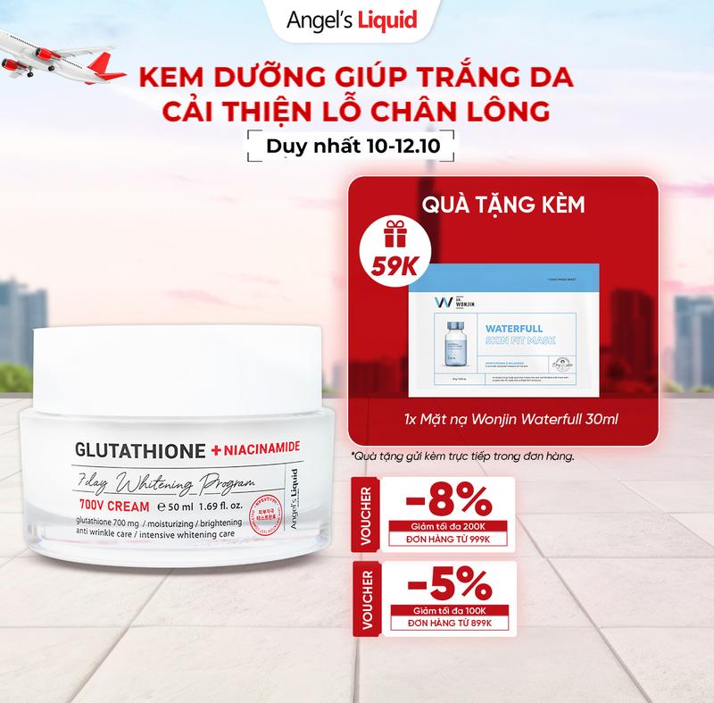 [LIVE] Kem Giúp Dưỡng Trắng, Cải Thiện Lỗ Chân Lông Angel's Liquid Glutathione +Niacinamide 7Day Whitening Program 700V-Cream 50ml