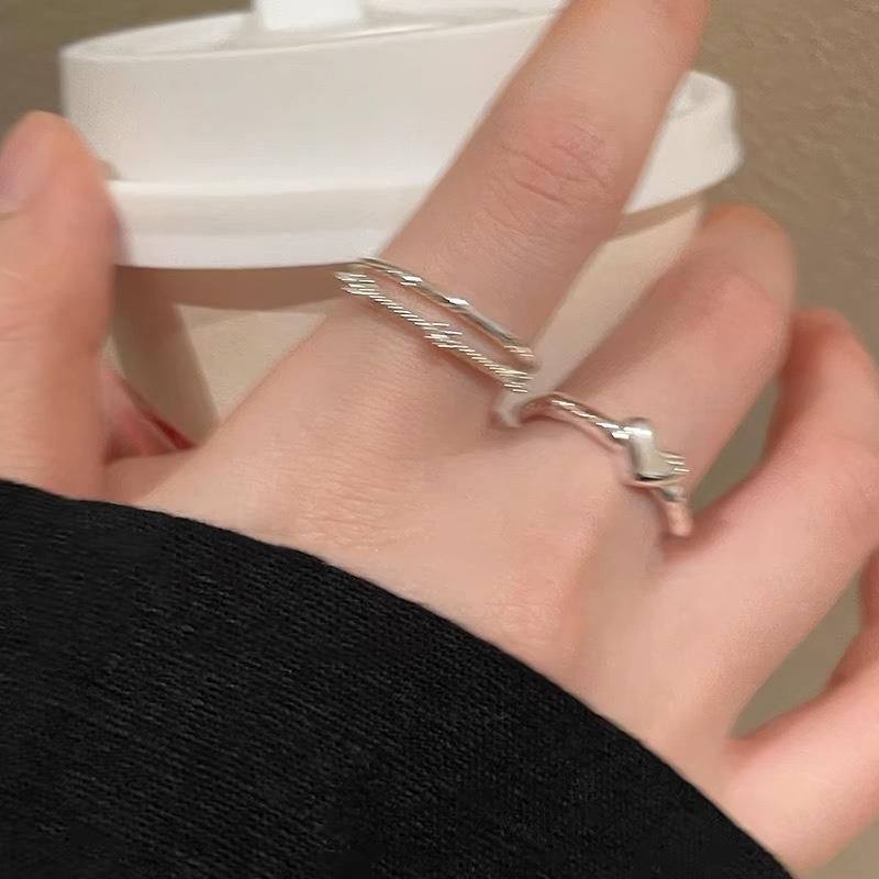 Nhẫn Mở Đôi Zircon, Thời Trang Phong Cách Hàn Quốc Của Tình Yêu, Dành Cho Phụ Nữ Và Học Sinh, Thiết Kế Tinh Tế Thích Hợp Làm Quà Tặng Sinh Nhật, Ins Exquisite 9