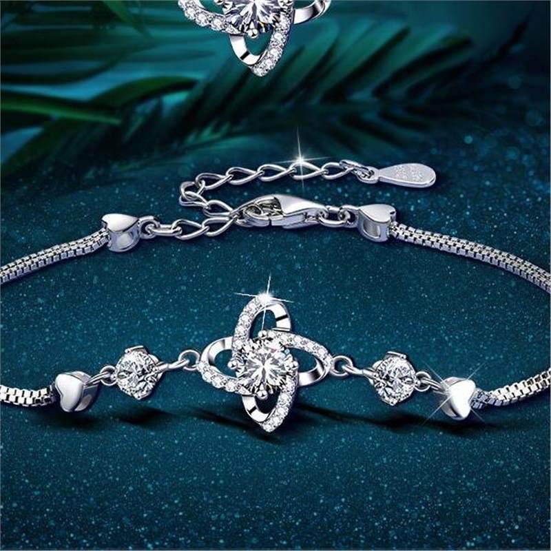   CA-01  Trang sức bc925 lắc cỏ bốn lá phụ kiện thời trang sang trọng  quà tặng sale  