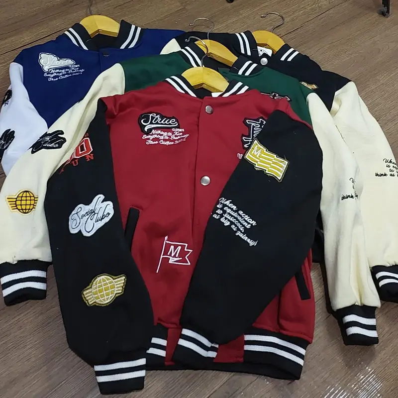 Jaket Varsity Anak Usia 2 - 15 Tahun Teks Full Bordir / Jaket Baseball Anak Bordir Terbaru Fleece Keren Panjang Logo Bordir Nyaman Tebal jaket vintage anak 6