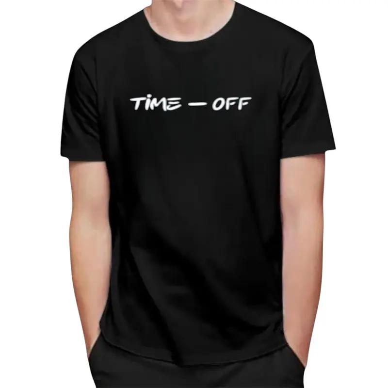 Kaos pria dewasa distro lengan pendek motif grinlight time off cocok untuk santai warna hitam 0