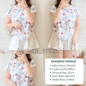 LUNA TSHIRT || [T26145] ATASAN KAOS WANITA BAHAN KATUN STRECTH BAJU KAOS MOTIF O NECK