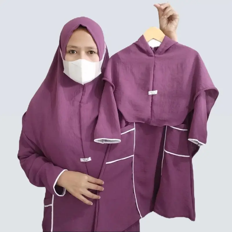 Abaya Kanaya Set Hijab couple Pasangan ibu dan anak usia 2-13 Tahun bahan Crinkle Airflow Premium - Gamis Wanita Muslim Hitam dress perempuan Putih Maxi 7