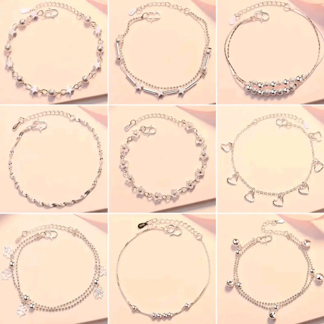 gelang titanium silve rantai anti karat model Korean/bracelet bangle Korean