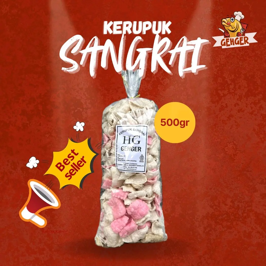 Kerupuk Sangrai HG Gehger 500Grm Camilan Snack Food Tapioka snackparty pack Cemilan Makanan Putih Keripik upil pasir Cikur Pink Manis