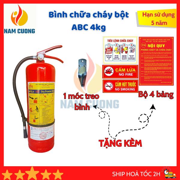 Combo Bình chữa cháy 4 kg, bình cứu hoả bột ABC trang bị cho gia đình văn phong công ty đùng để pccc