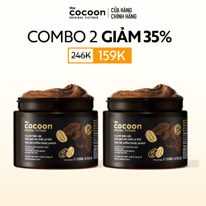 Combo 2 Tẩy da chết cơ thể cà phê Đắk Lắk Cocoon cho làn da mềm mại và rạng rỡ 200ml