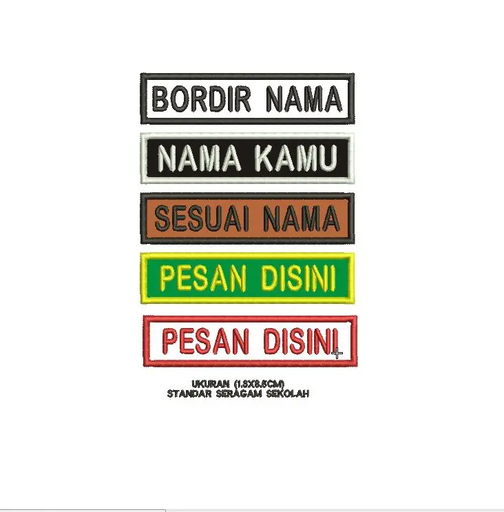 promo!!! Bordir Custom papan nama seragam sekolah berkualitas 1 hari jadi