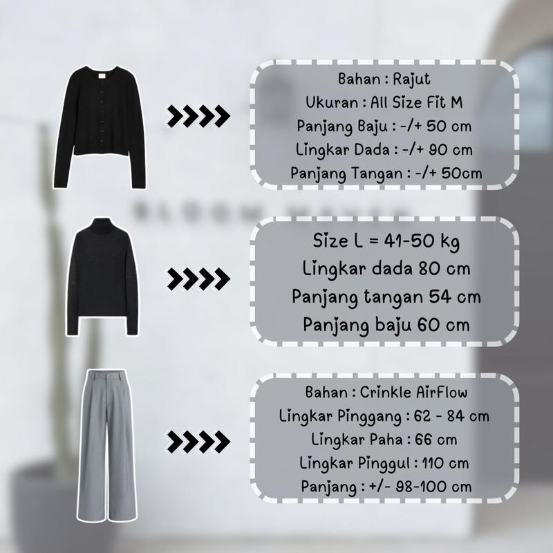 4 In 1 Set AB134 - One Set Cewek Remaja Kekinian dan Kece Ootd Cewek Mamba Outfit Casual Style Sweater Rajut 4